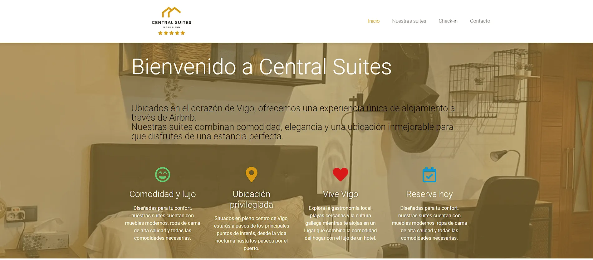 Diseño web en Vigo 3 Web de Central Suites en Vigo