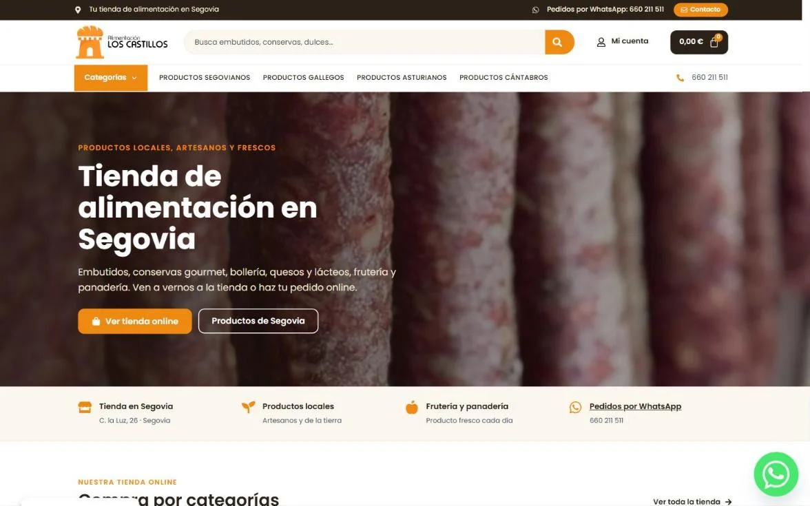 Proyecto web de Alimentación Los Castillos (Segovia)